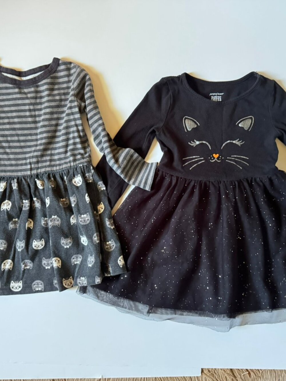 3T Black Cat Long Sleeve Dresses